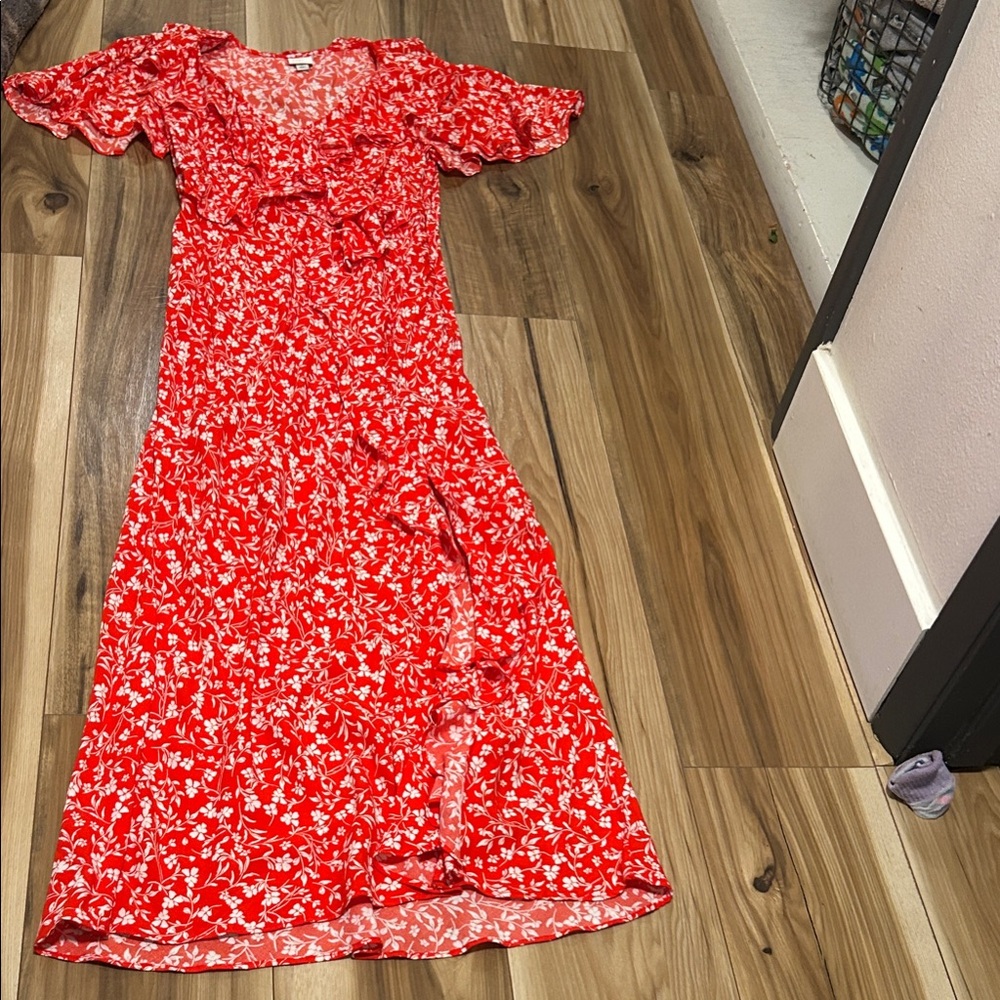 A New Day Red Floral Maxi Dress